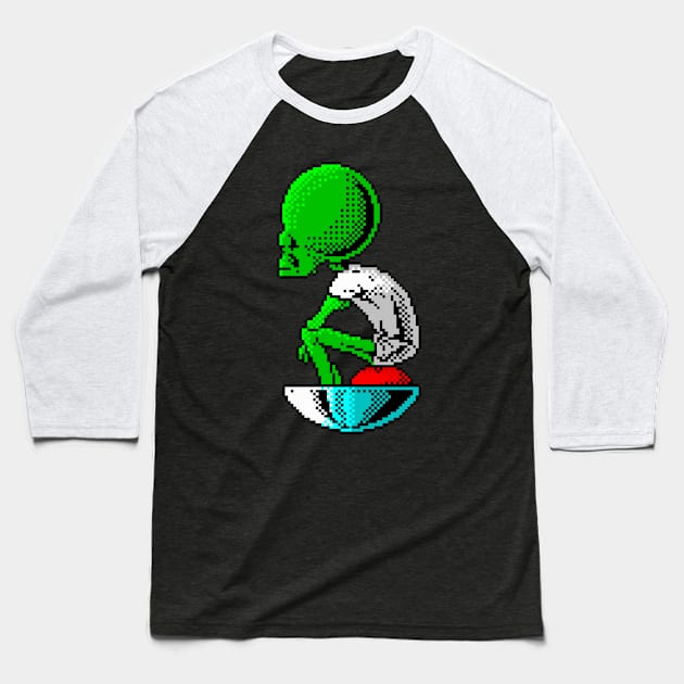 The Mekon Alien Leader 8 bit Art Baseball T-Shirt by 8 Fists of Tees